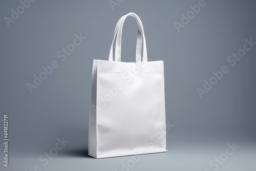 Blank white fabric canvas bag for shopping isolated on gray background. illustration of mockup accessory