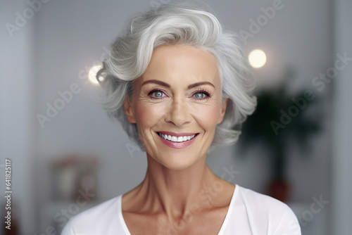 ai generative, portrait of a smiling aged woman