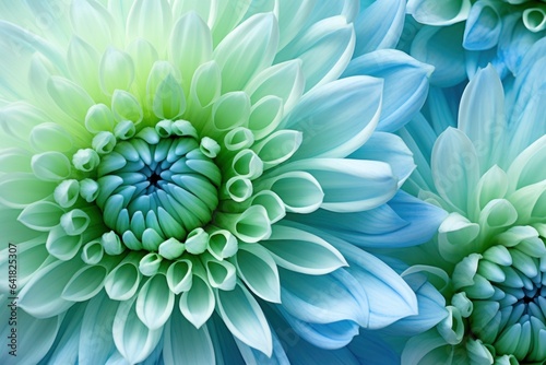 Blue-green chrysanthemum flower close-up. Macro shot