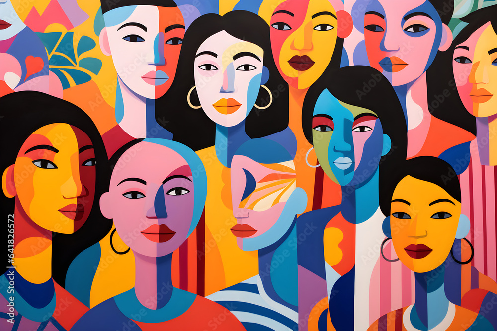 Bold Graphic Patterns Illustrate Colorful and Serene Social Community - AI Generated Bold Graphic Patterns Illustrate Colorful and Serene Social Community - AI Generated