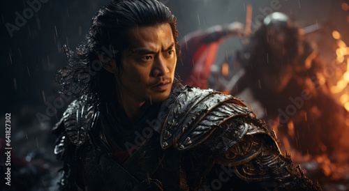 Ancient Chinese warriors on the battlefield