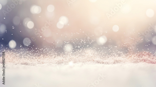 Scattered scenes in the snow in the background.snow falling in the snow,Snowfall in Blue and White © Moon