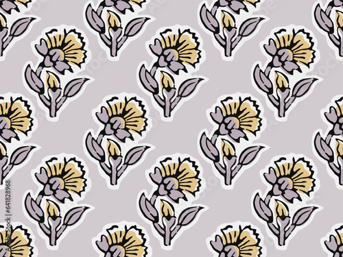FLORAL BLOCK ALL OVER PRINT SEAMLESS PATTERN VECTOR ILLUSTRATION