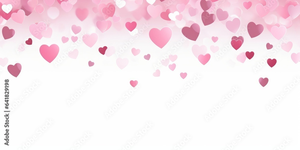 Pink Paper Hearts Confetti Overlay, Generative AI