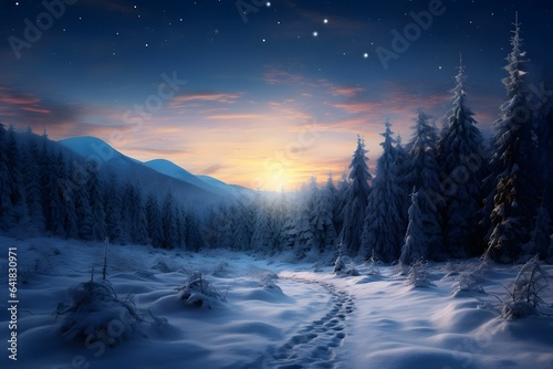 Winterliche Spaziergänger in der Abenddämmerung © kashiStock