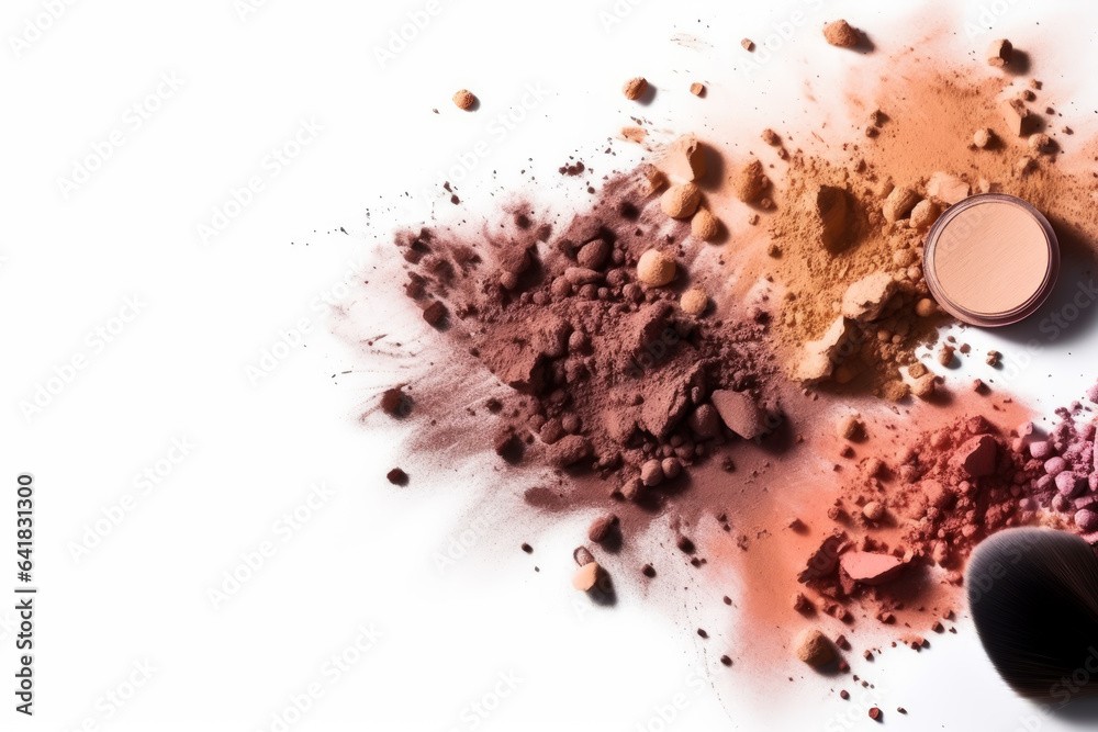 Different shades of face powder on white background. illustration of makeup items. Different shades of face powder on white background. illustration of makeup items.