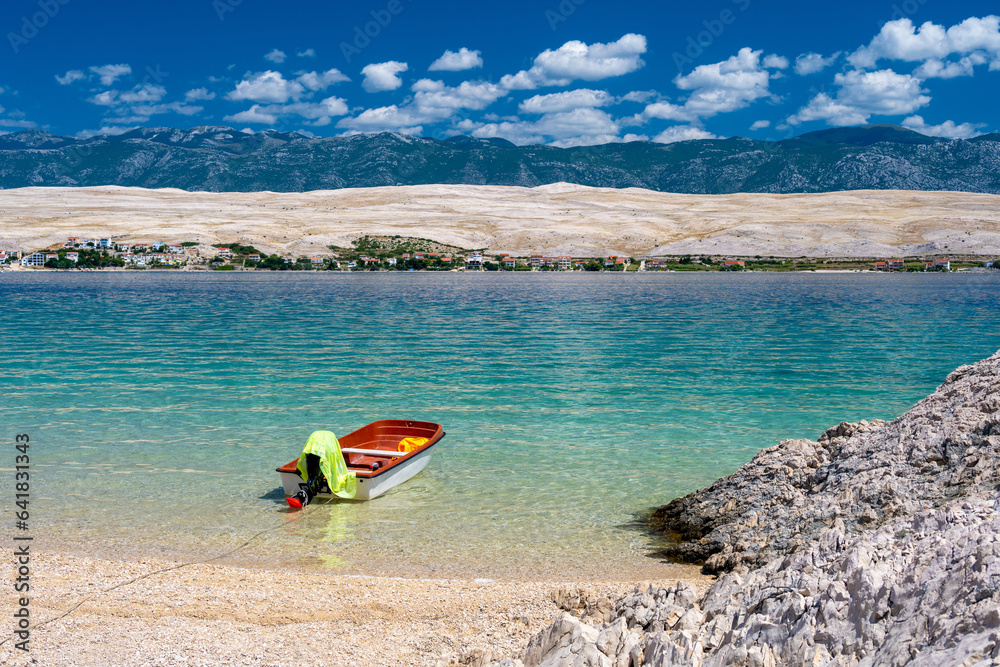 paradise beach on Pag island in Croatia