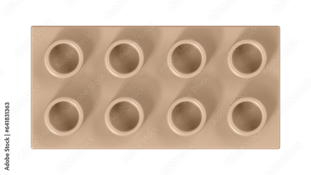 Hazelnut Bricks Block Isolated on a White Background. Close Up View of a Plastic Children Game Brick for Constructors, Top View. High Quality 3D Rendering with a Work Path. 8K Ultra HD, 7680x4320 Hazelnut Bricks Block Isolated on a White Background. Close Up View of a Plastic Children Game Brick for Constructors, Top View. High Quality 3D Rendering with a Work Path. 8K Ultra HD, 7680x4320