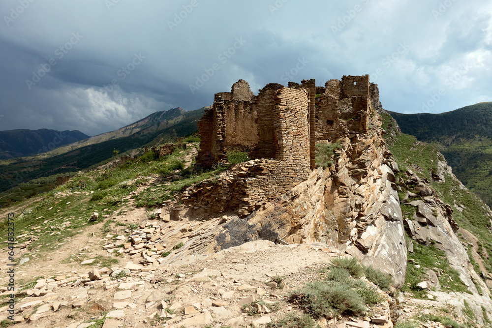 Panoramic view of the ancient Old Goor village, Dagestan, Russia.