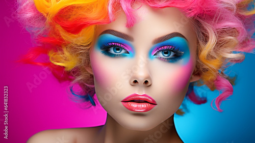 Fashionista Portrait with Glamorous Makeup. Girl with Bold Makeup