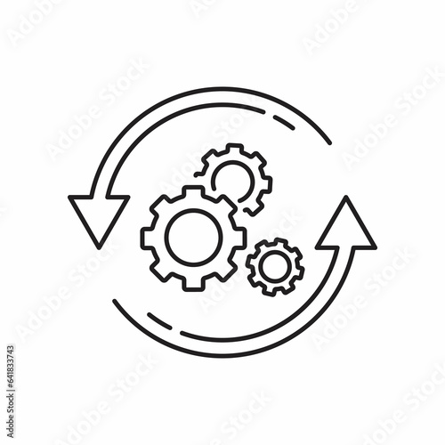 Update line icon. Gears in circle arrows, rotating. Technology concept. illustration can be used for topics like reload, technical improvement