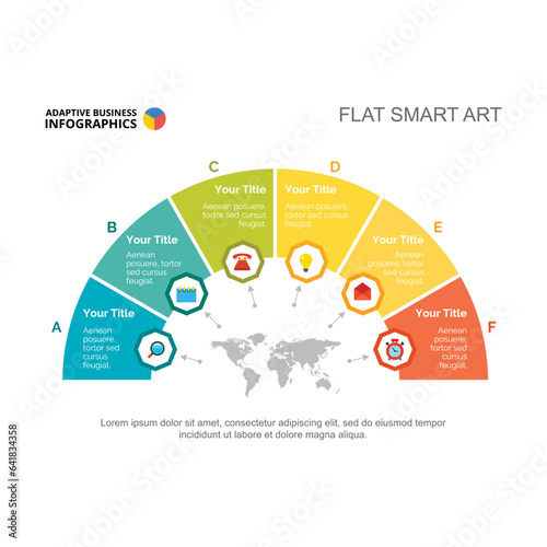 Semicircle chart with world map vector illustration. Cartoon drawing of business scheme for brochure or research. Finances, economy concept for report or presentation slide