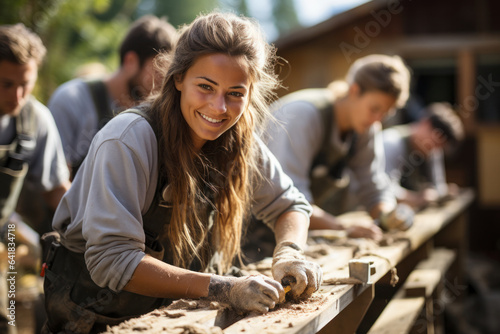 young people building a temporary dwelling at backyard