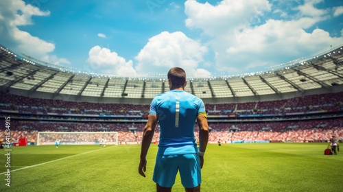 Male player on stadium at world cup. Back view.  © piai