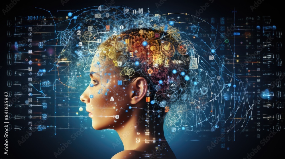 Human brain with mathematical graphs, concept of thinking and human intelligence. Human brain with mathematical graphs, concept of thinking and human intelligence.