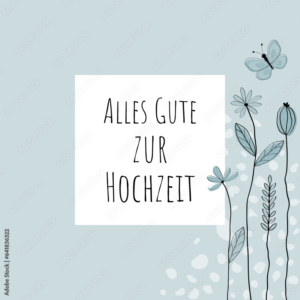Alles Gute zur Hochzeit Schriftzug in deutscher Sprache
