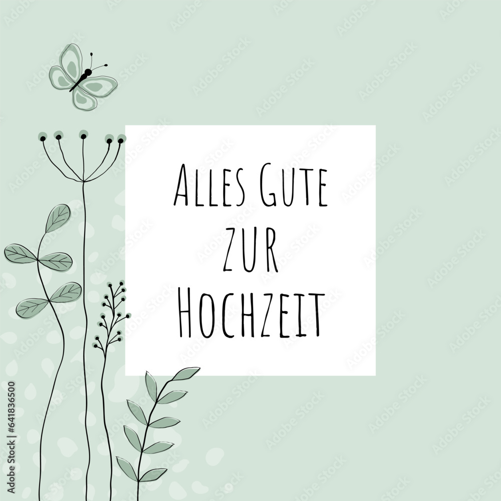 Alles Gute zur Hochzeit Schriftzug in deutscher Sprache