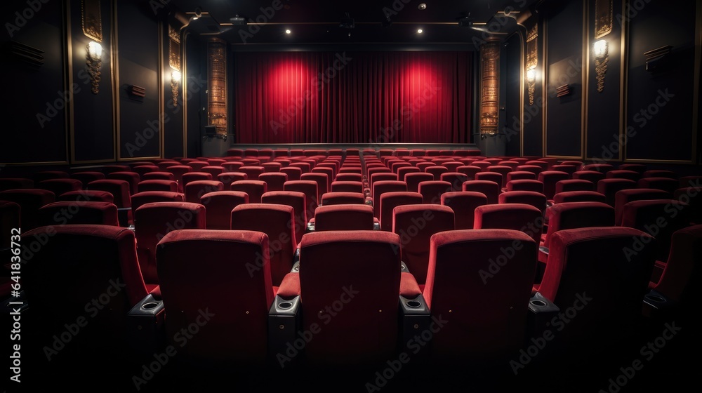 Fototapeta premium Empty comfortable seats with numbers in cinema