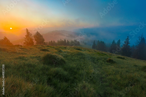 Photo of dawn in the mountains