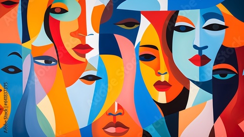 Captivating Social Media Art with Abstract Faces and Bold Graphics - AI Created