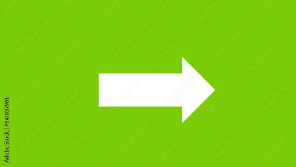 white  arrow pointing to side and moving on green screen background loop key remove highlight pointer alpha make transparent flat icon animation
