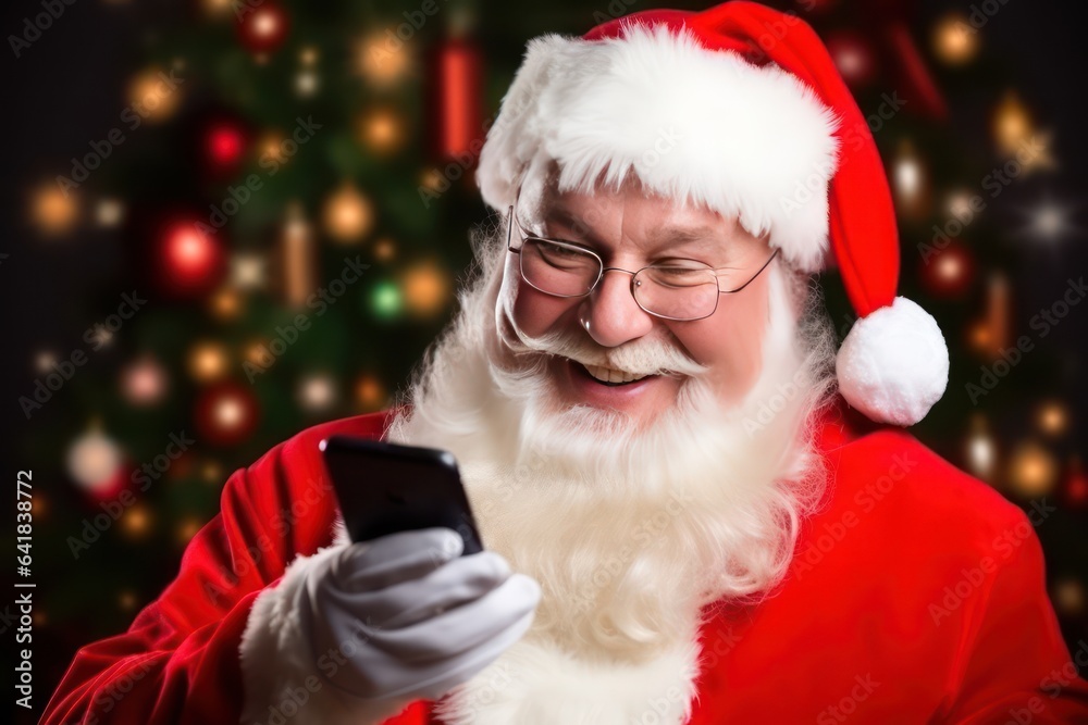 Santa Claus using smartphone Santa Claus using smartphone