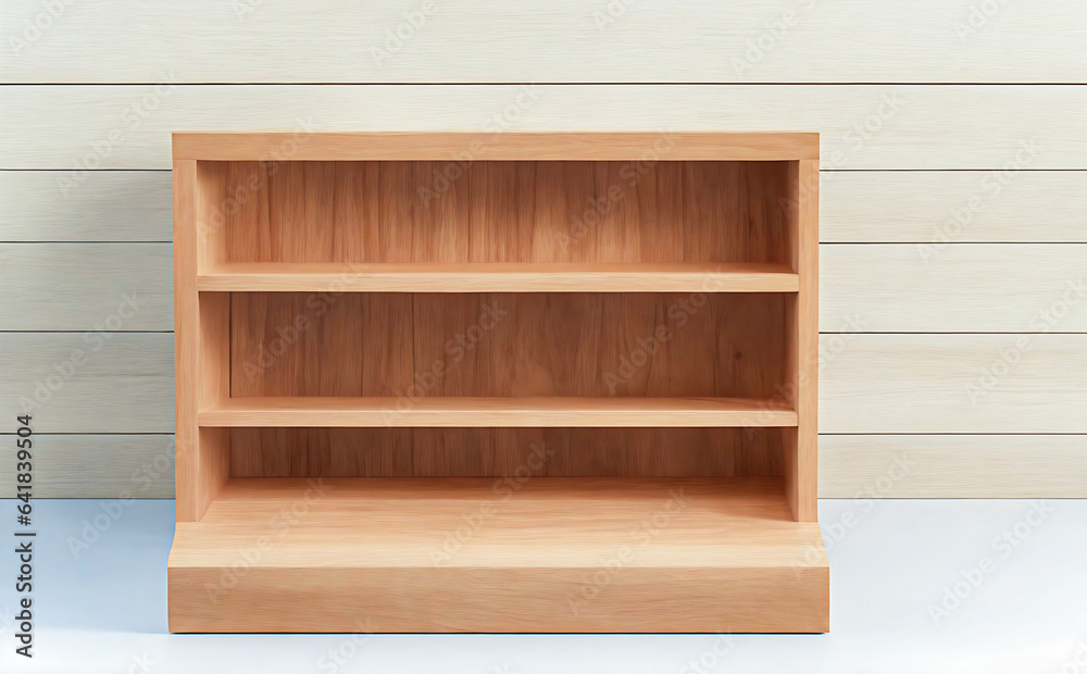 Shelf wooden with display empty product
