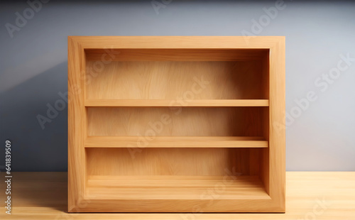 Shelf wooden with display empty product 
