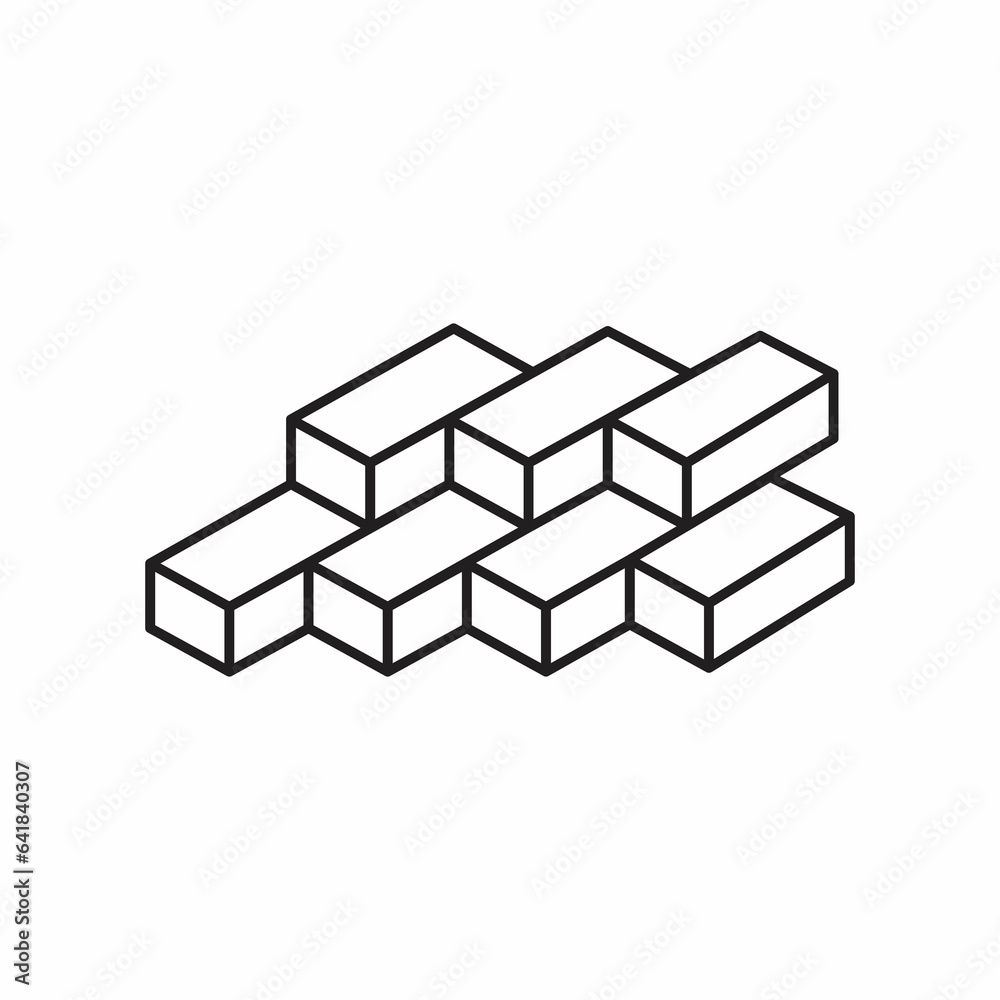 Stretcher bond pattern icon. For paving floor material i.e. parquet wood, tile. And stone, cobblestone, brick, concrete block for landscape i.e. garden, road, driveway, patio, walkway