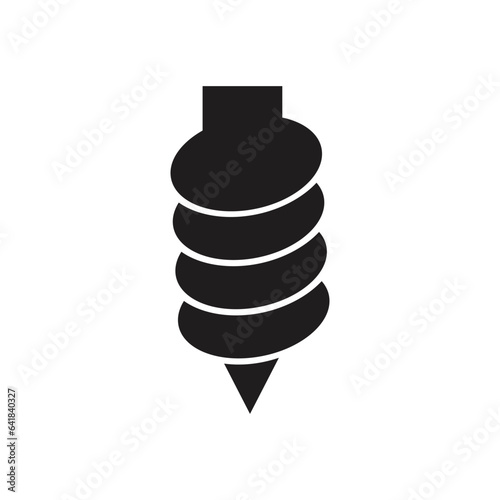 Earth auger drill bit icon. Spiral machine equipment tool. Parts of drilling rig for geotechnical engineering, mining, construction and water work by drilling into soil, ground, hole, borehole