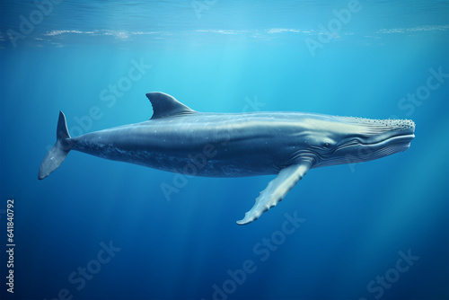 potrait of blue whale in sea © Cing