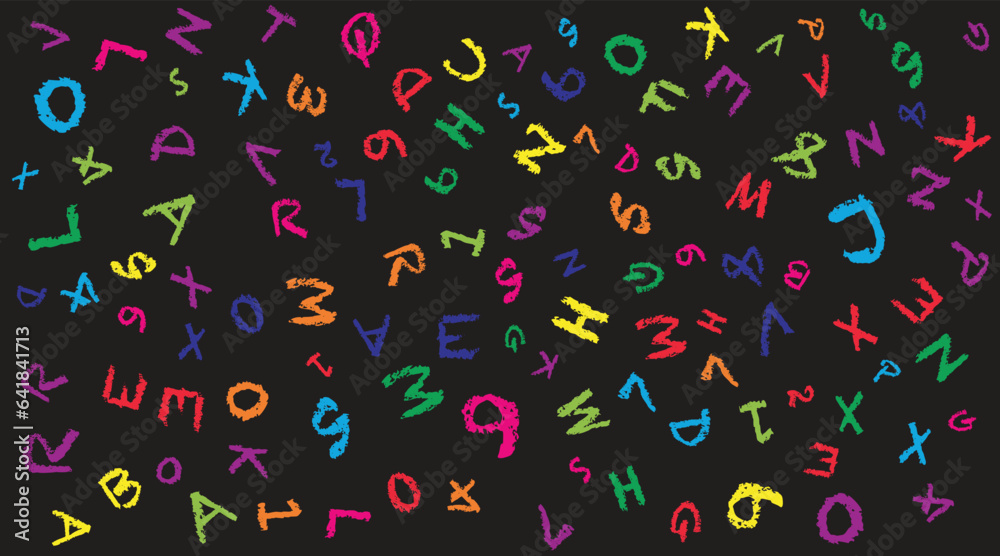 alphabets  and numbers background for kids education.