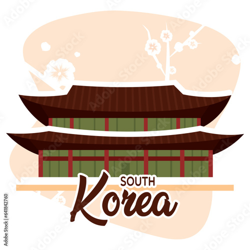 Isolated traditional south korena temple Vector