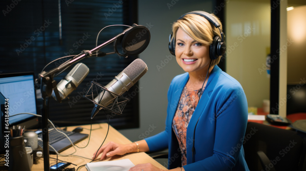 TV Live News Program with Professional Presenter Reporting. Television ...
