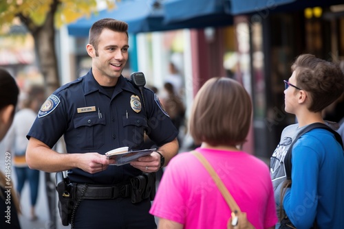 police officer addressing the public