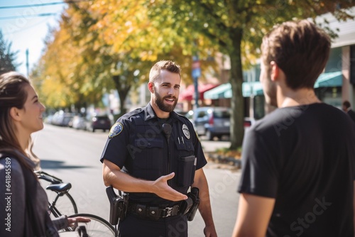 police officer addressing the public