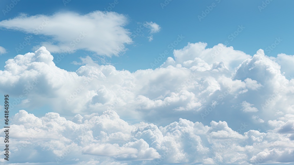 Fototapeta premium a plane flying in the sky with a lot of clouds. generative ai