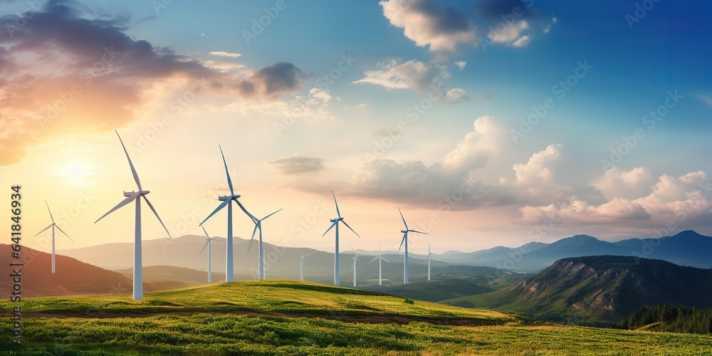 AI Generated. AI Generative. Wind mill eco power electric generator innovation alternative energy. Graphic Art