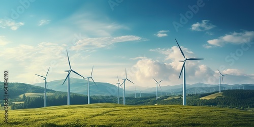 AI Generated. AI Generative. Wind mill eco power electric generator innovation alternative energy. Graphic Art photo