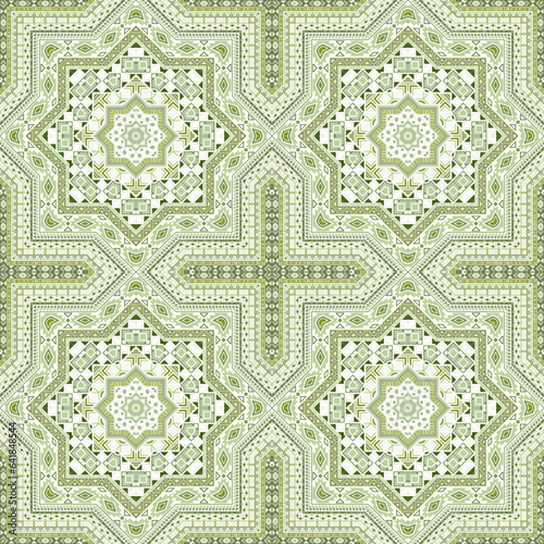 Modern victorian majolica tile seamless ornament. Ethnic structure vector pat...