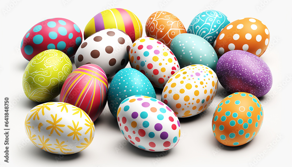Obraz premium Easter eggs isolate on white background. Generative AI,