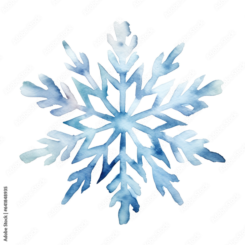 Snowflake watercolour illustration. clipart for design. elements. isolated on transparent background. Generative ai. Snowflake watercolour illustration. clipart for design. elements. isolated on transparent background. Generative ai.