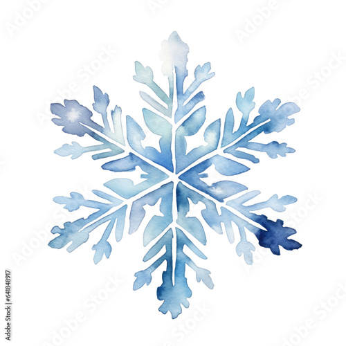 Snowflake watercolour illustration. clipart for design. elements. isolated on transparent background. Generative ai.