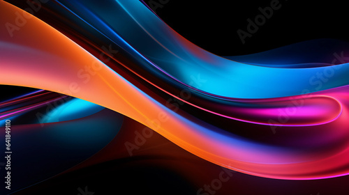 Cosmic Illumination: Abstract Dark Background Awash in Neon Brilliance