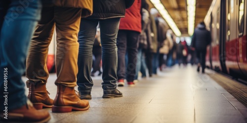crowd of people walking on the subway. Generative AI