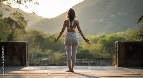 young woman meditating in yoga pose in nthe nature, woman meditating in nature, woman doing yoga exercise, woman doing yoga in outdoor