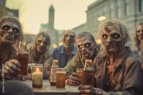 Group of zombies drinking beer