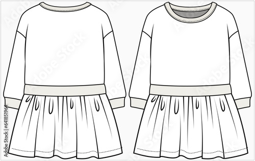 KID GIRLS WEAR FROCK DRESS VECTOR ILLUSTRATION