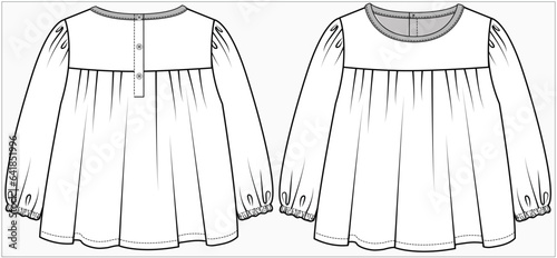 KID GIRLS WEAR FROCK DRESS VECTOR ILLUSTRATION