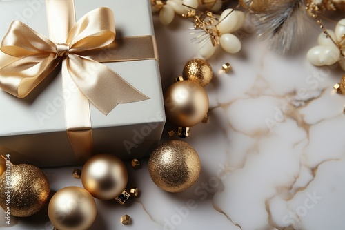 Christmas presents with gold and silver decoration